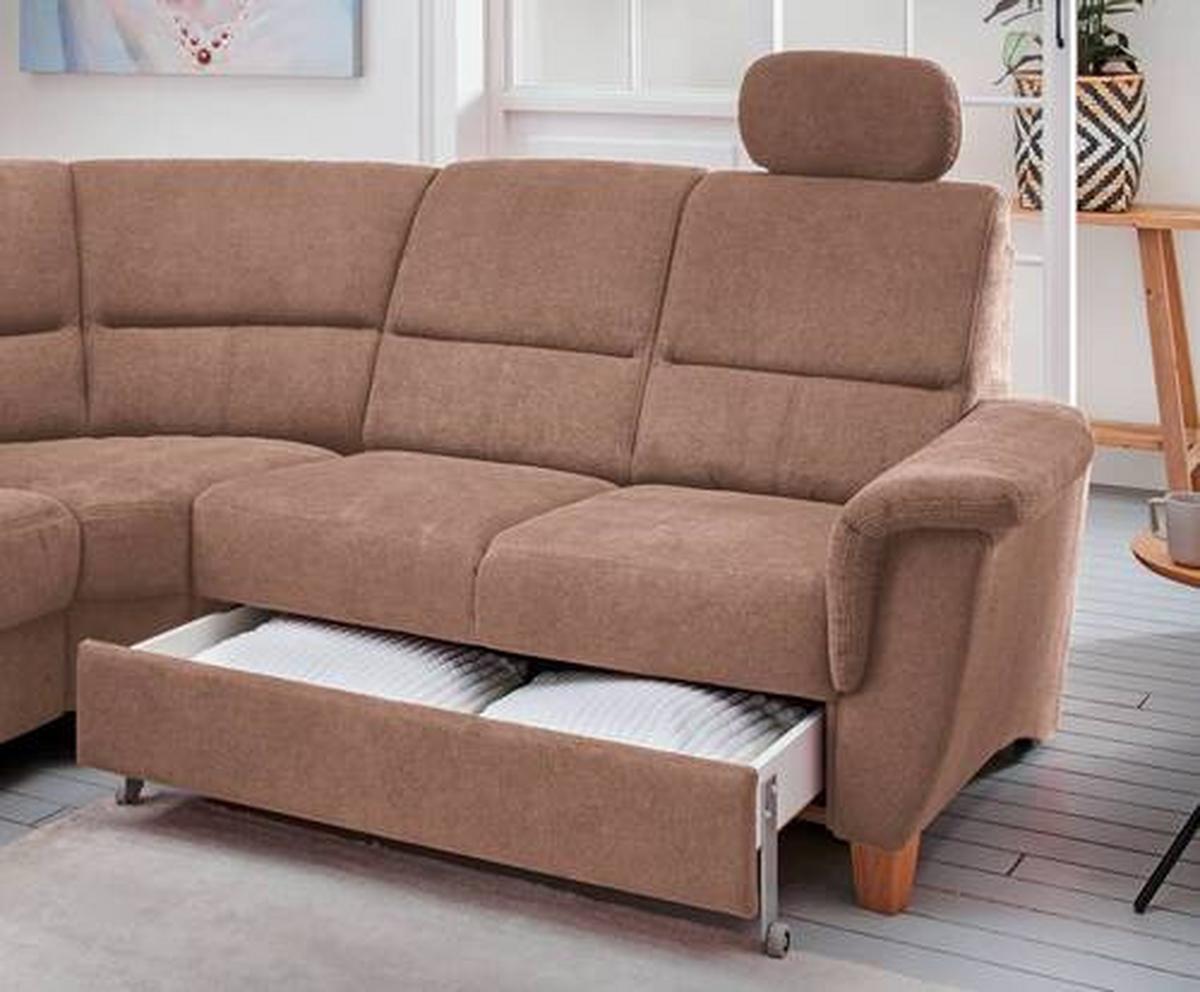 Wohnlandschaft Parole Hellbraun Struktur - Hellbraun/Wildeiche, KONVENTIONELL, Holz/Textil (241/238cm) - Livetastic