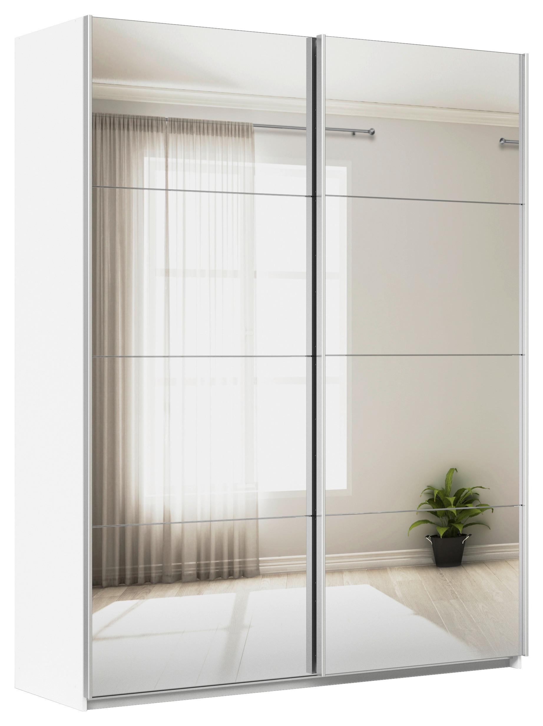 DULAP USI CULISANTE FELDKIRCH - argintiu/alb, Modern, sticlă/material pe bază de lemn (181/229/62cm)