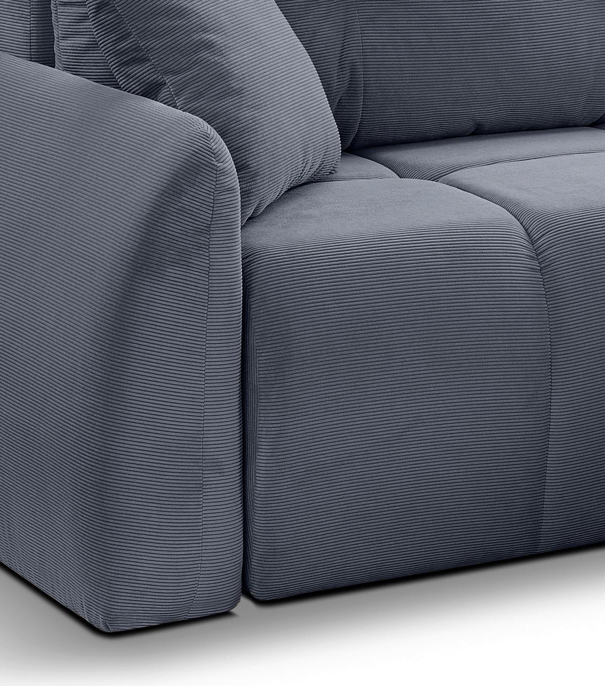 Ecksofa Sancho Long Blaugrau - Blaugrau/Schwarz, Basics, Holz/Kunststoff (255/155cm) - MID.YOU