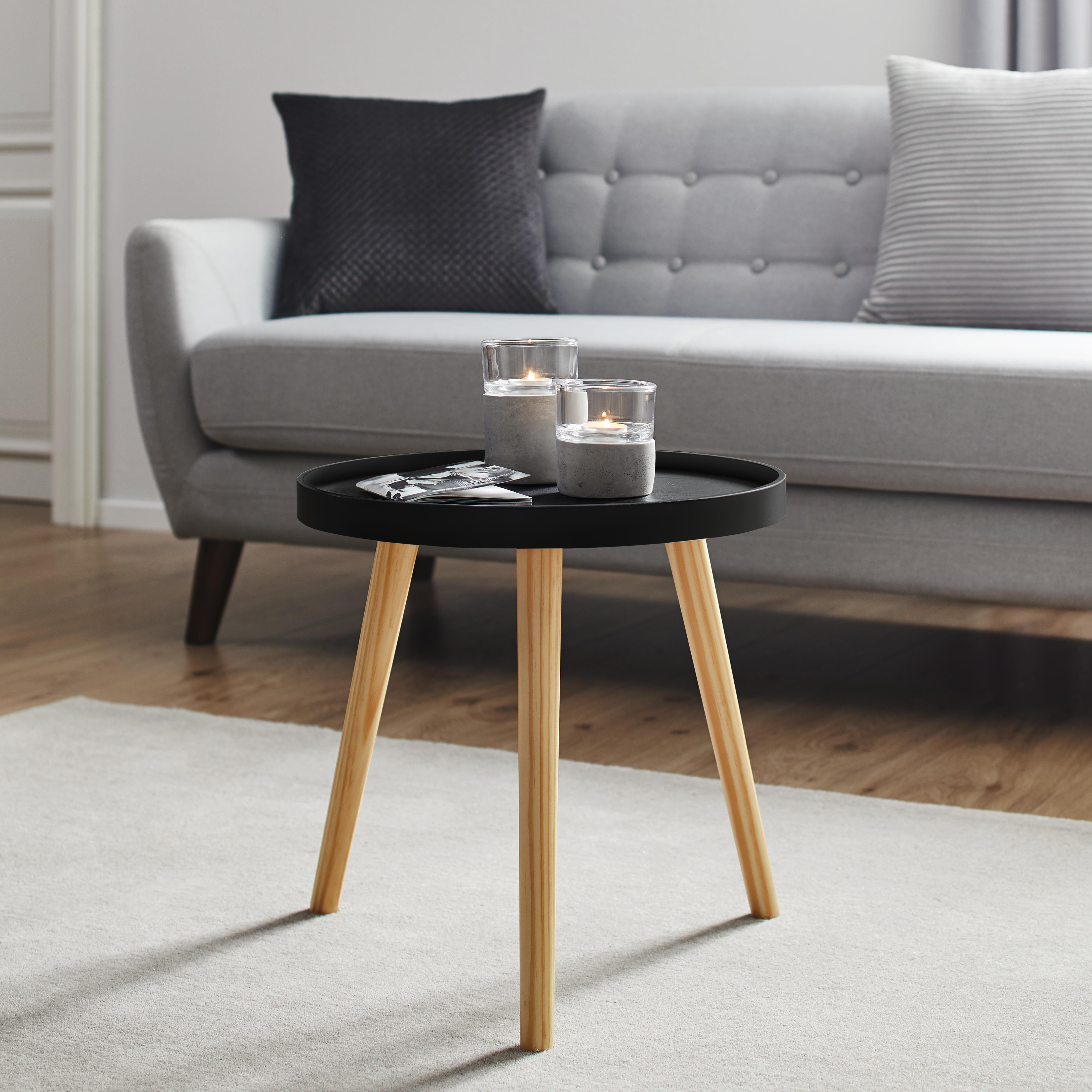 Couchtisch in Pinienfarben/ Schwarz ca.40x40cm 'Dilara' - Schwarz/Pinienfarben, MODERN, Holz (40/40cm) - Bessagi Home