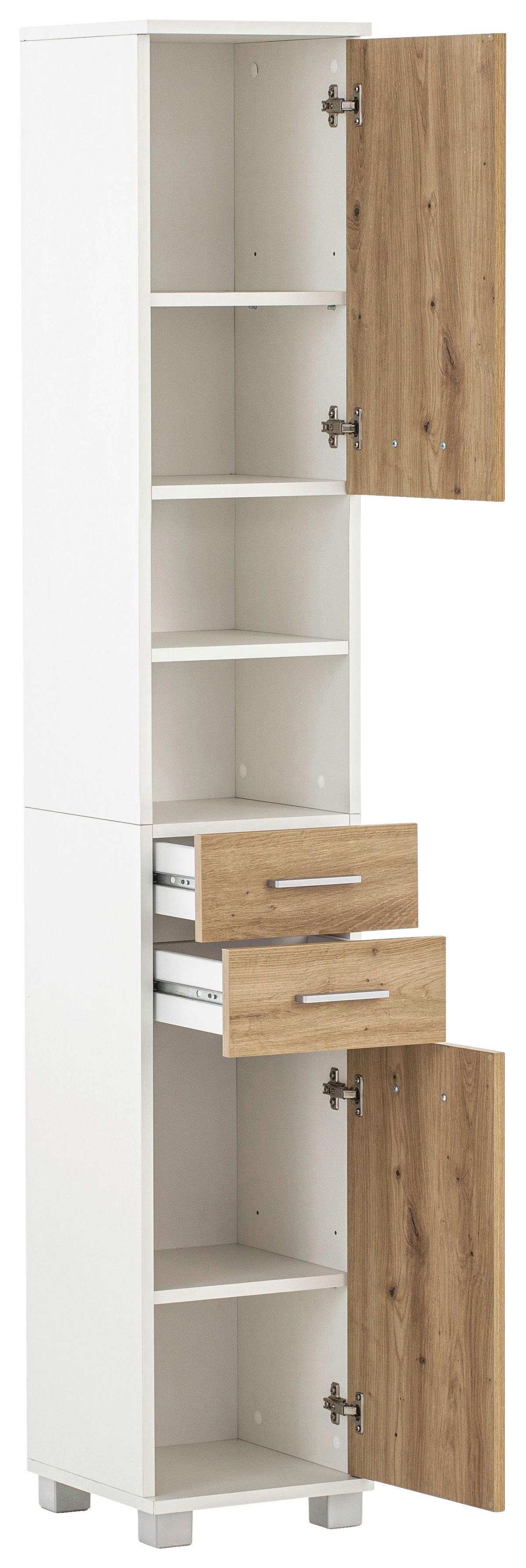 Visoka Omara Palermo, Bela, Barva Hrasta - barve kroma/siva, Konvencionalno, kovina/umetna masa (30,3/181/32,6cm) - Stylife
