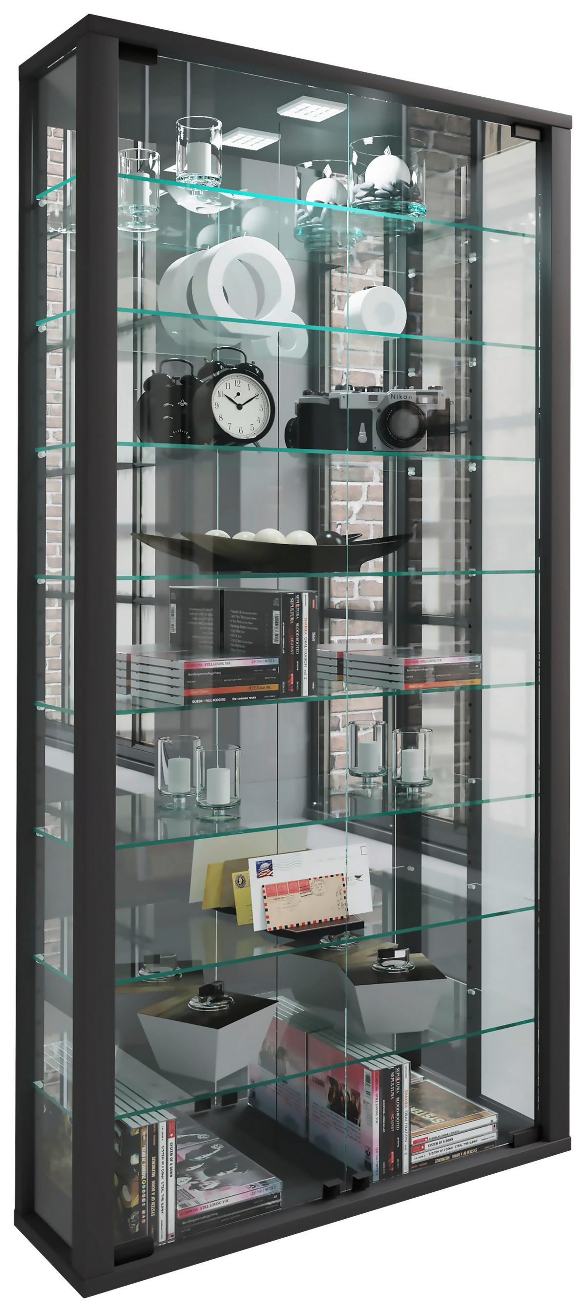 Hängevitrine Vitrosa ca. 59x114x18 cm Schwarz - Schwarz, MODERN, Glas/Holzwerkstoff (59/114,3/18cm) - MID.YOU