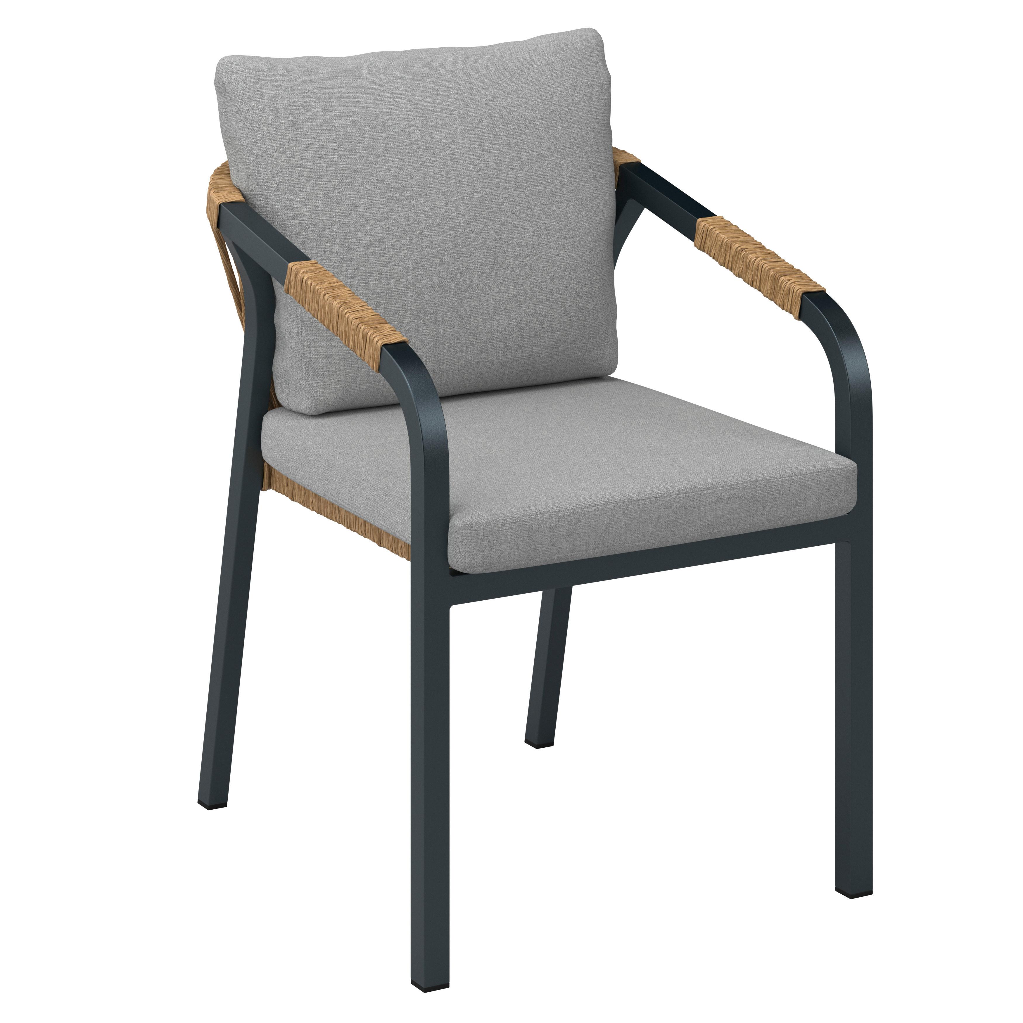 FOTEL SZTAPLOWANY TINO -EXKLUSIV- - antracytowy/kolor naturalny, Modern, tworzywo sztuczne/metal (56/77/64cm) - Ambia Garden