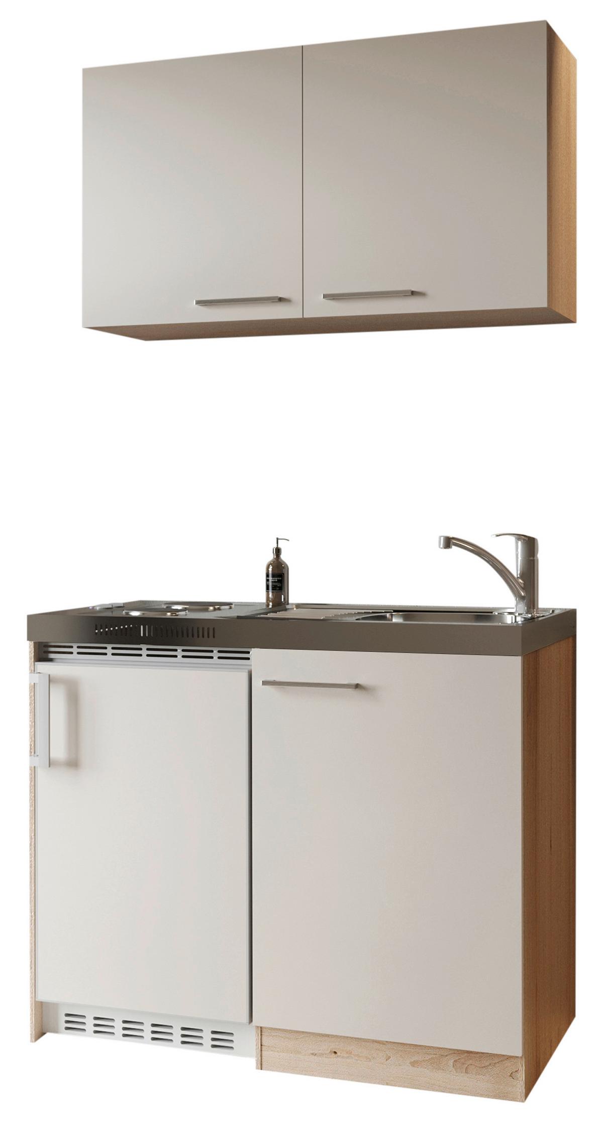 Miniküche Levin m. Geräten B: ca. 100cm Kaschmir - Kaschmir/Eichefarben, Trend, Holzwerkstoff/Kunststoff (100cm) - Respekta