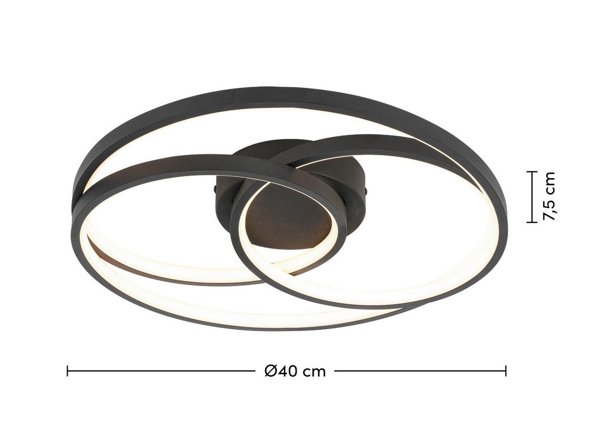 Stropna Led-svetilka Rimo - črna, Moderno, kovina/umetna masa (40/7,5cm) - Mömax