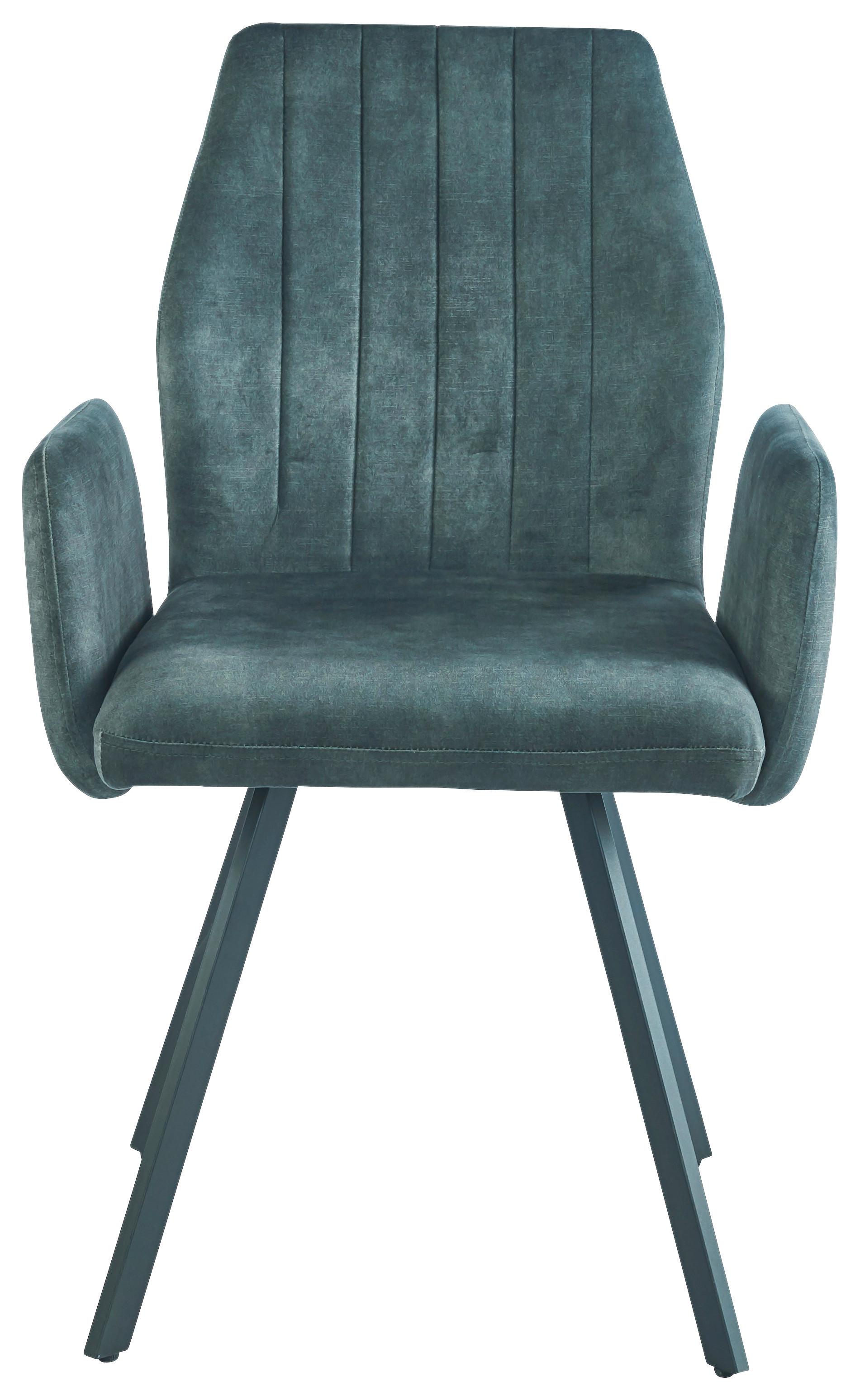 Naslanjač Johanna 2, Temno Zelena, Žamet - črna/temno zelena, Trendi, kovina/tekstil (57/90/60cm)