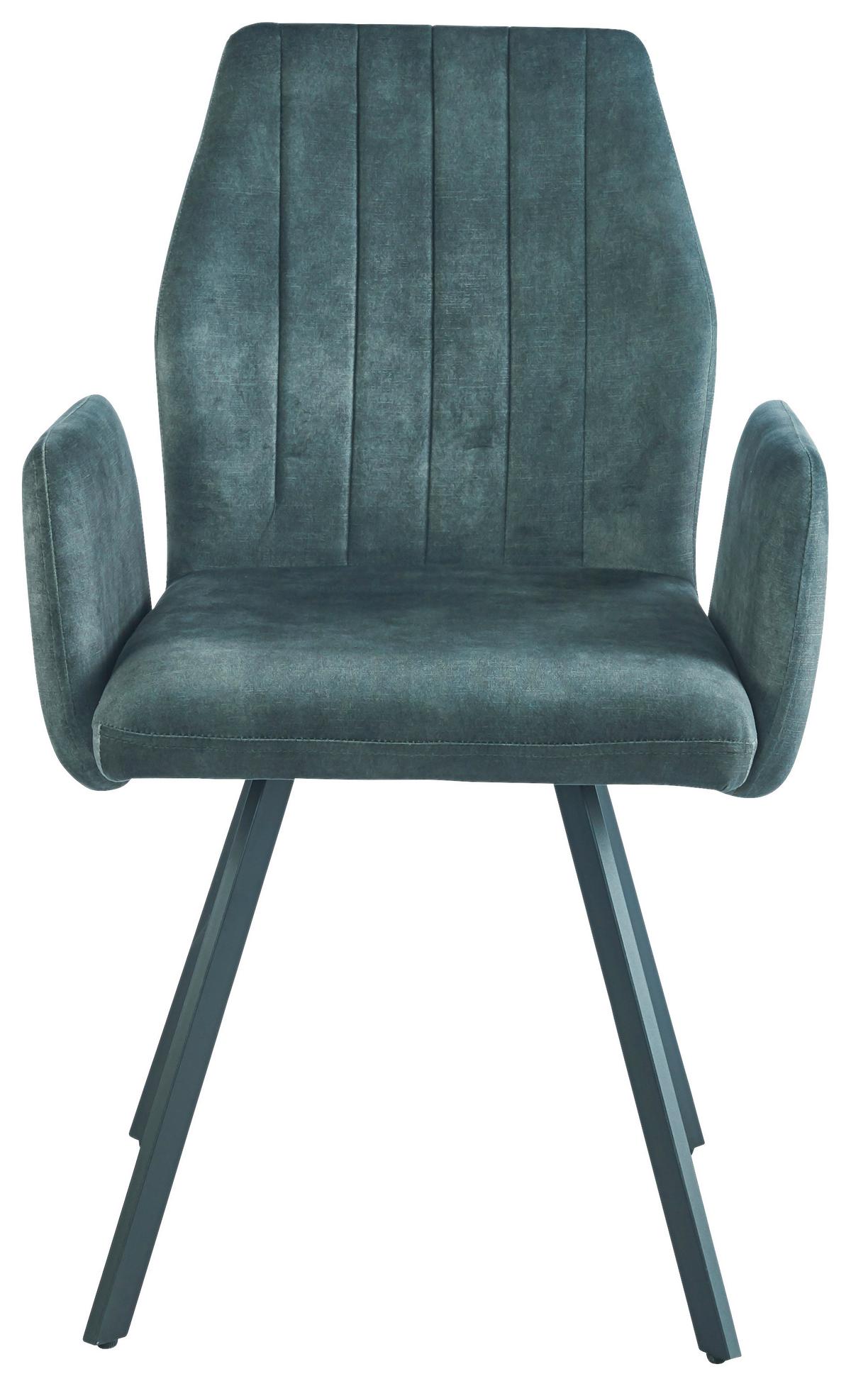 Naslanjač Johanna 2, Temno Zelena, Žamet - črna/temno zelena, Trendi, kovina/tekstil (57/90/60cm)