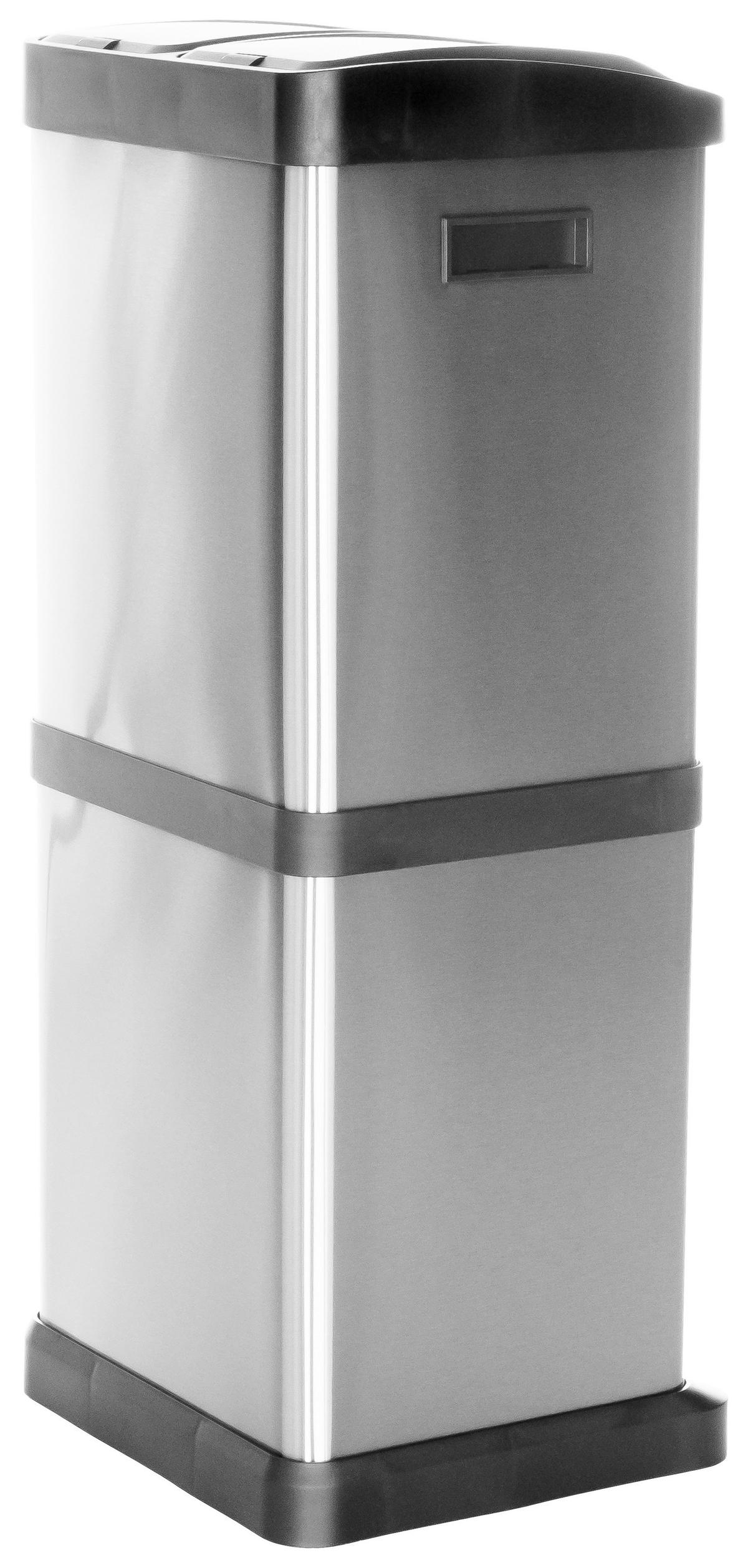 Koš Za Smeti Clean Vii, 32 L, Srebrna - srebrne barve/črna, Basics, kovina/umetna masa (32/78/32cm) - MID.YOU