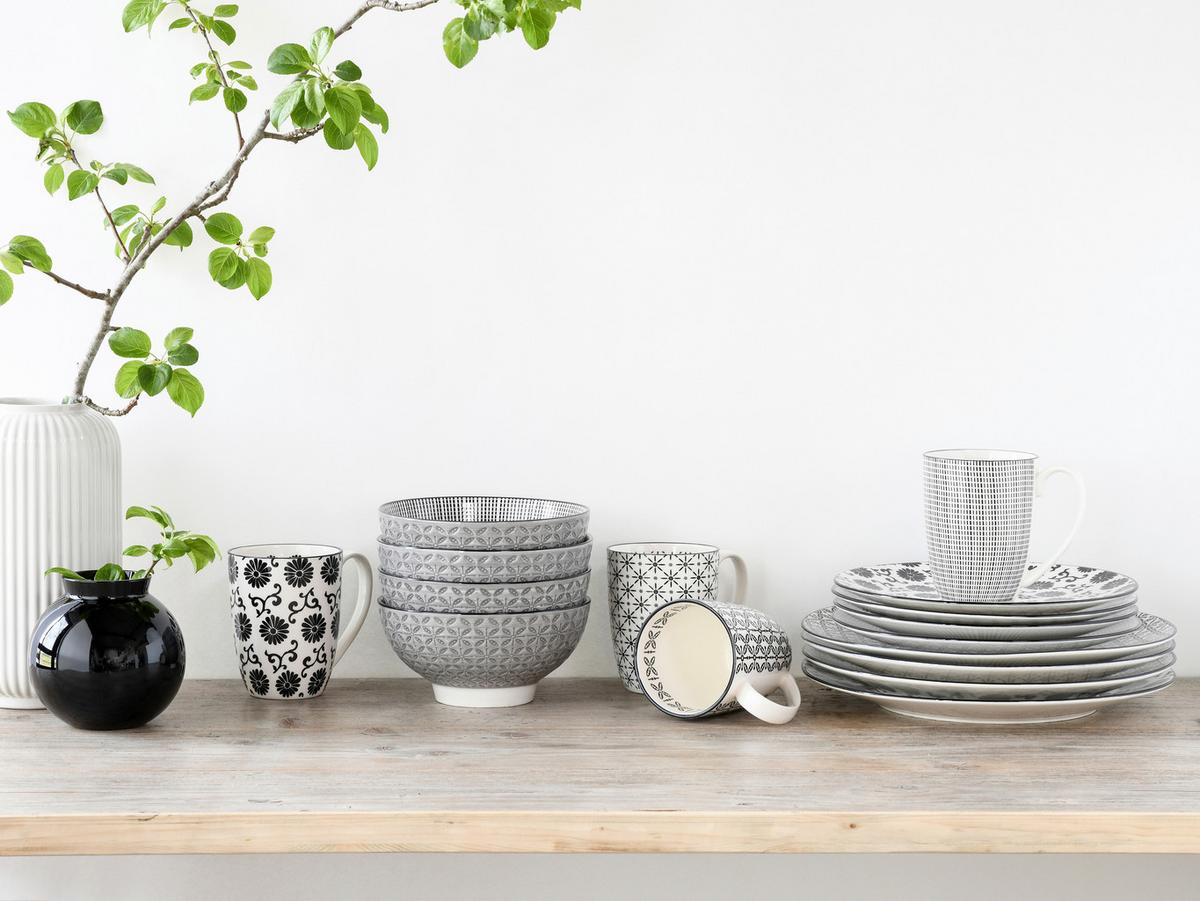 Kombinirani Servis New Style Black, 16-Delni - črna/bela, Basics, keramika - Creatable