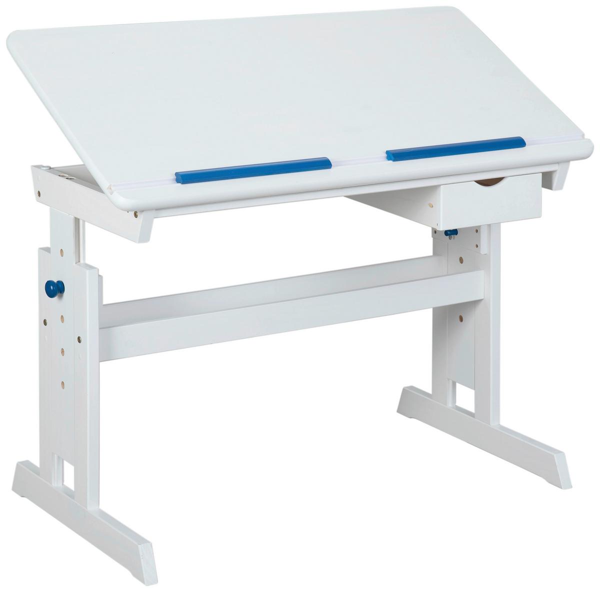 Jugendschreibtisch Baru Weiß/Rosa/Blau - Blau/Rosa, Basics, Holz/Holzwerkstoff (109/55/63-96cm) - MID.YOU