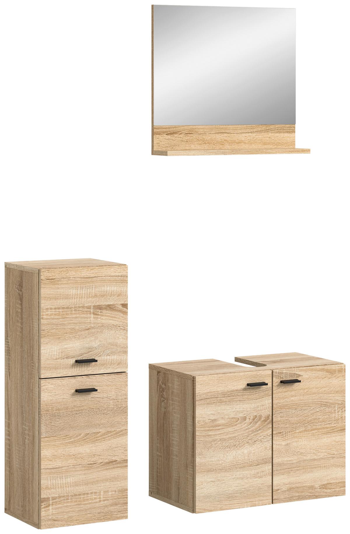 Kopalnica Boston, Hrast - črna/hrast sonoma, Moderno, umetna masa/steklo (87cm) - MID.YOU