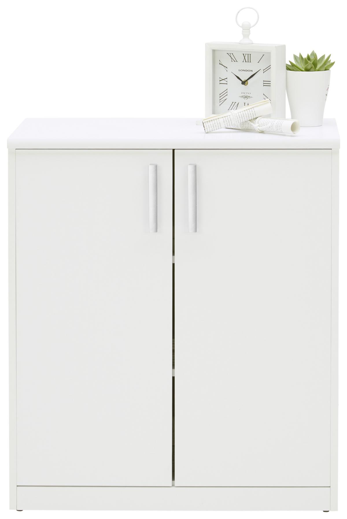 KOMODA EASY - kolor srebrny/biały, Basics, materiał drewnopochodny/tworzywo sztuczne (72,0/84,0/36,0cm) - Xora