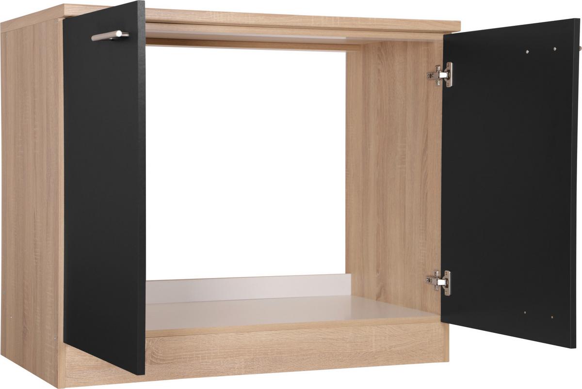 Spodnja Omarica Za Korito Merle, Barva Hrasta, Črna - srebrne barve/črna, Basics, kovina/leseni material (100/84,8/60cm) - Respekta