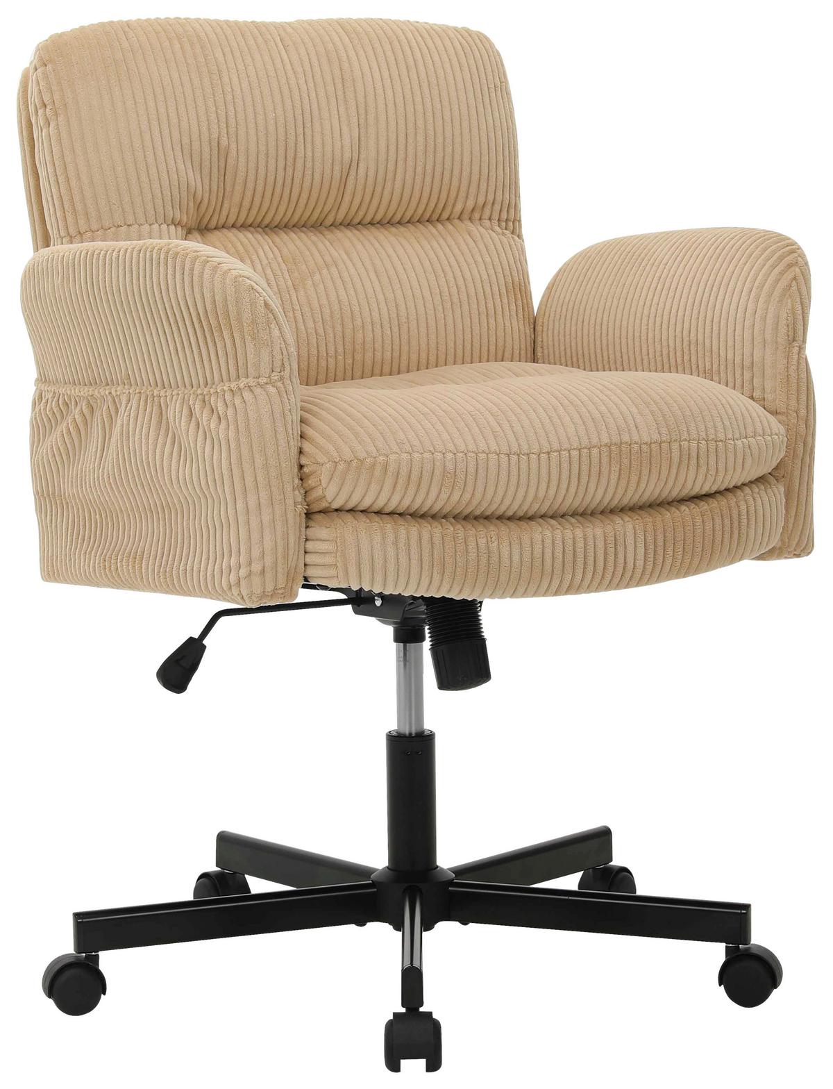 Drehstuhl Leni Beige/Schwarz Cord - Beige/Schwarz, Design, Holz/Kunststoff (72/89/99/67cm) - Mömax