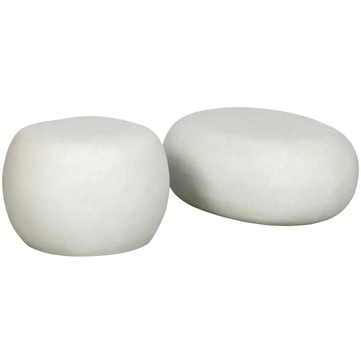 Couchtisch Pebble Weiß B: 50 cm - Weiß, Design, Glas/Keramik (50/50/35cm) - Livetastic