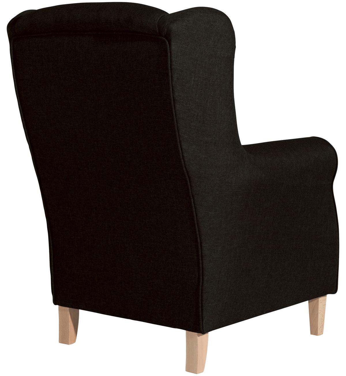 Ohrensessel Lorris Dunkelbraun Flachgewebe - Dunkelbraun/Buchefarben, Design, Holz/Textil (77/103/86cm) - Max Winzer