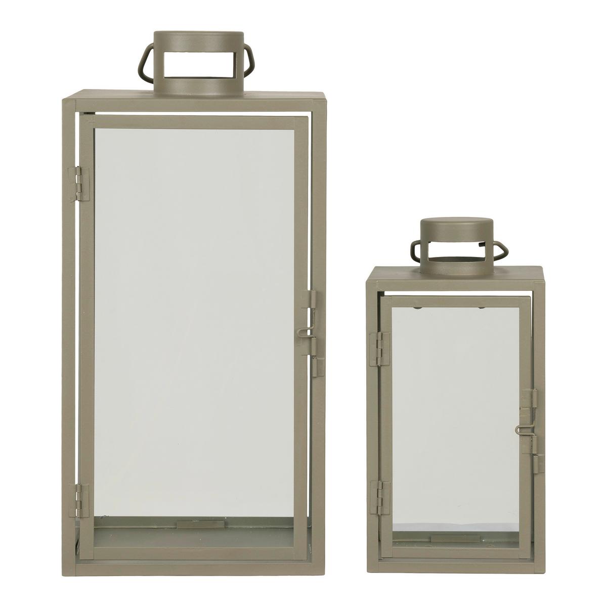 Laternenset Corfu Grün, 2er Set - Grün, Design, Glas/Metall