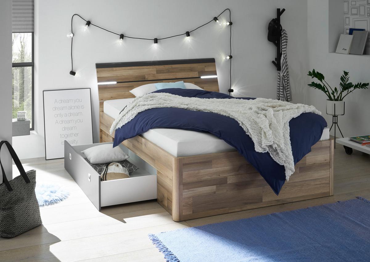 Postelja Mars, S Predali, 160x200 - temno siva/črna, Konvencionalno, umetna masa/leseni material (160/200cm) - MID.YOU