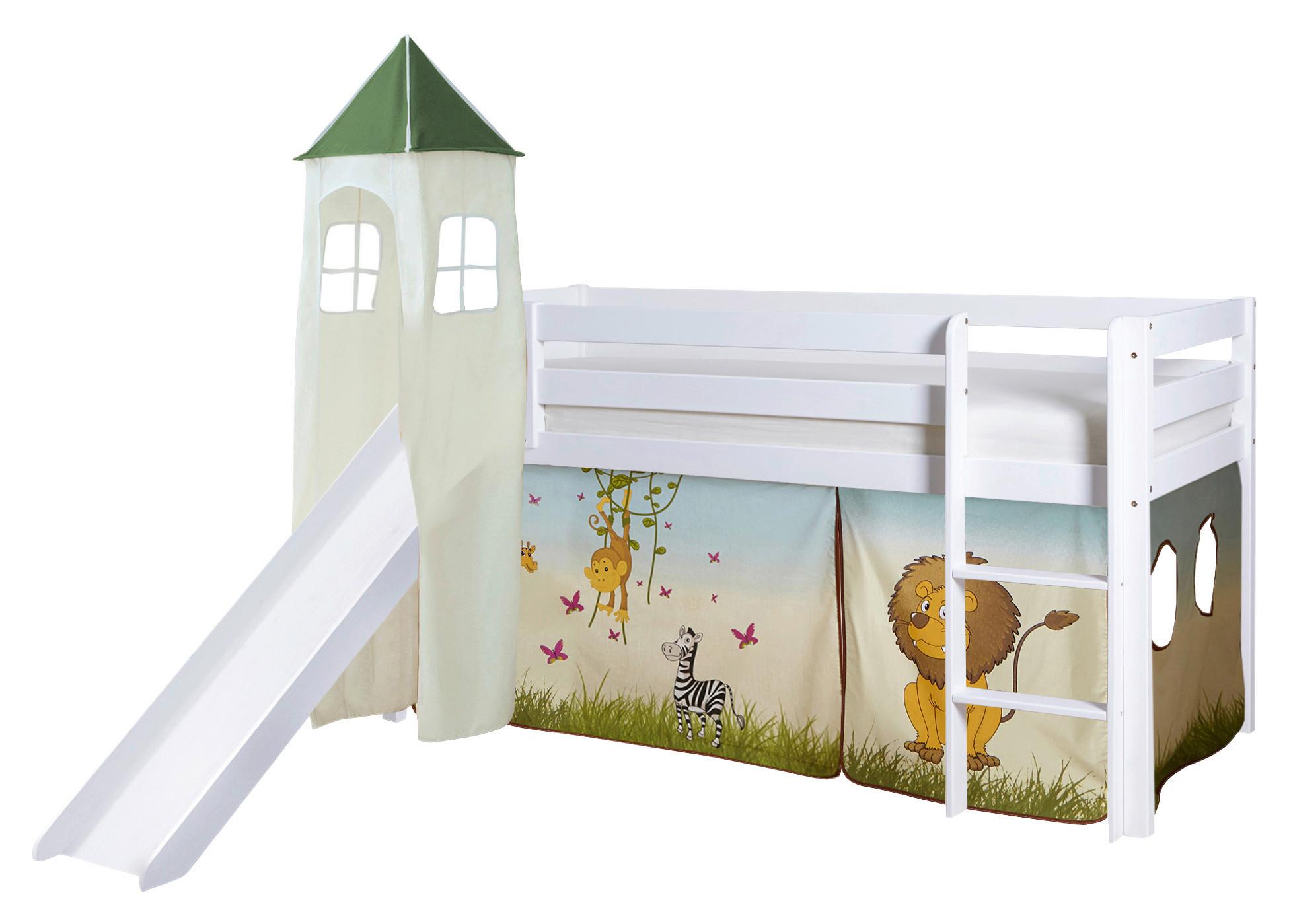 Spielbett "Kasper",aus Kiefer, multicolor/weiß - Multicolor/Weiß, Natur, Holz (90/200cm) - MID.YOU