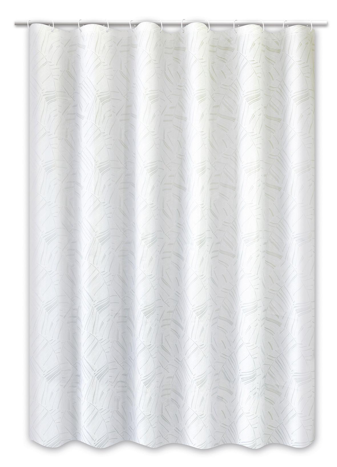 Zuhanyfüggöny Palm Leaf - fehér, műanyag (180/200cm)