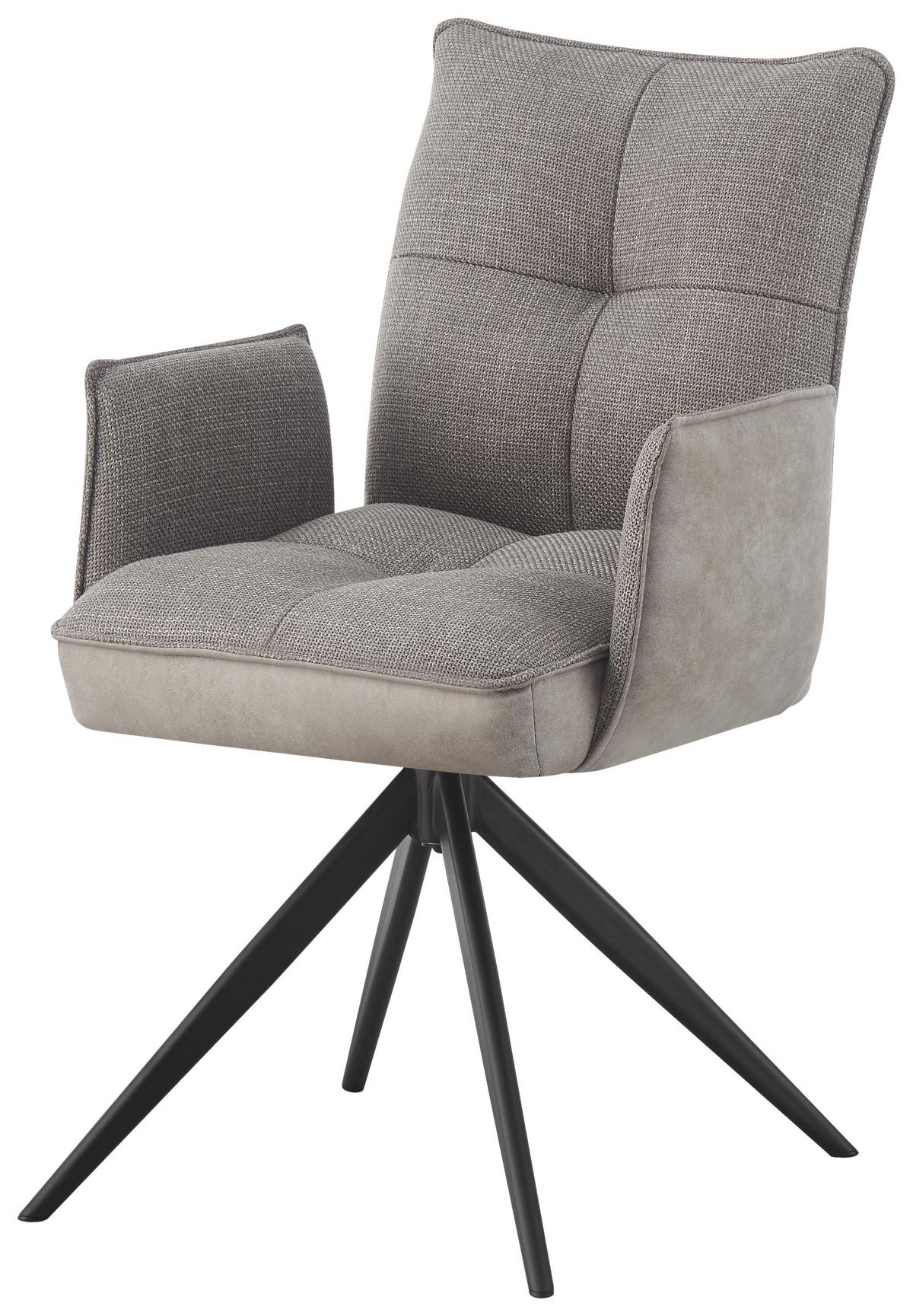 Armlehnstuhl Maya Hellgrau - Hellgrau/Schwarz, MODERN, Textil/Metall (59/89/65cm) - Premium Living