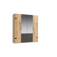 Omara S Klasičnimi Vrati Detroit, Barva Grafita - srebrne barve/barve hrasta, Basics, kovina/leseni material (200/216/58cm) - Modern Living