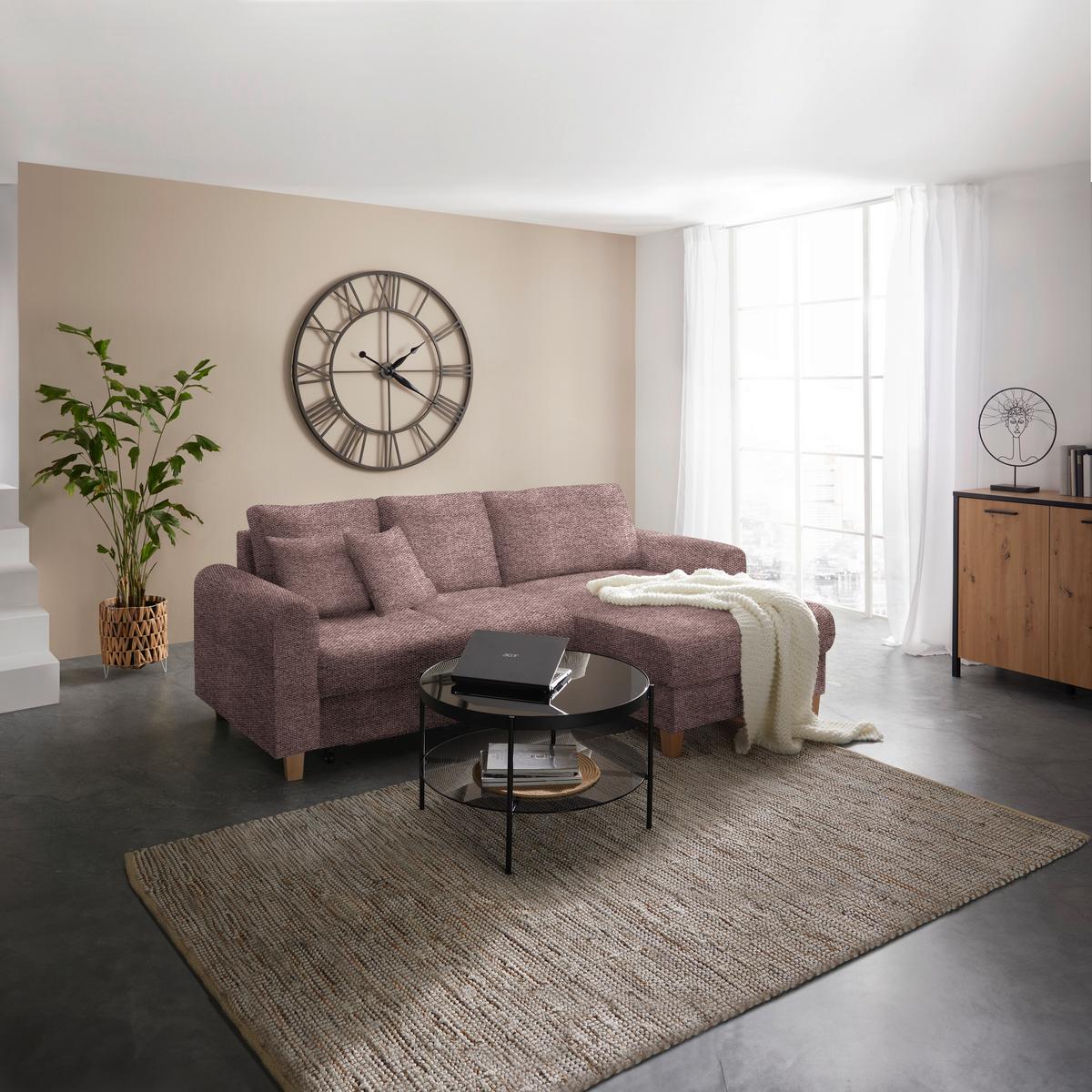 Kutna Garnitura Lille - jorgovan/svijetlo smeđa, Moderno, tekstil/drvo (232/110/156cm) - Best Price