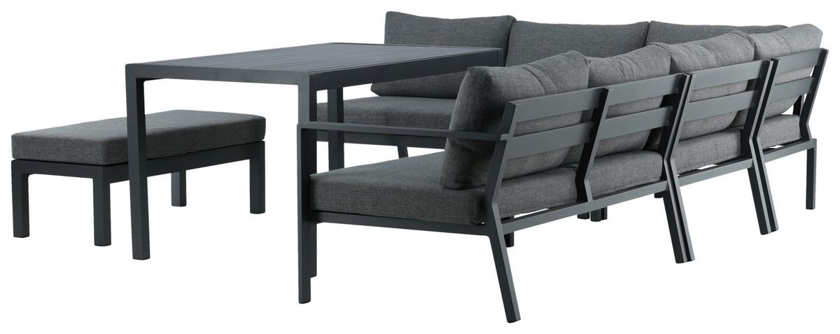 DINING-LOUNGESET RAMOS - Schwarz/Grau, KONVENTIONELL, Textil/Metall (294/210cm) - Gardenson