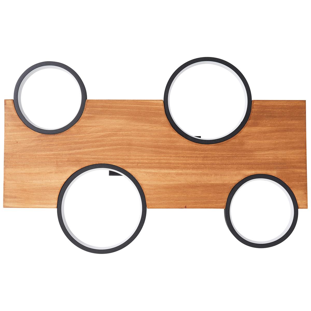 LED-Deckenleuchte Cheesy Schwarz/Hellbraun max. 28 Watt - Hellbraun/Schwarz, Natur, Holz/Metall (10,2/55/34,6cm) - Brilliant