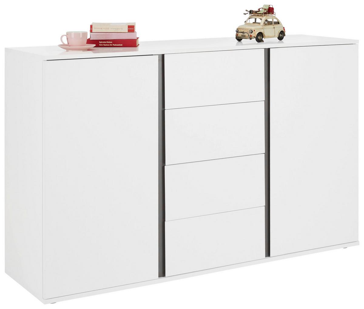 Comodă cu uși BIANCO - alb/gri, Modern, material pe bază de lemn (150/95/43cm) - Modern Living
