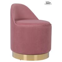 DREHHOCKER VIKTOR 125 - Goldfarben/Altrosa, Design, Textil/Metall (52/68cm) - Kayoom