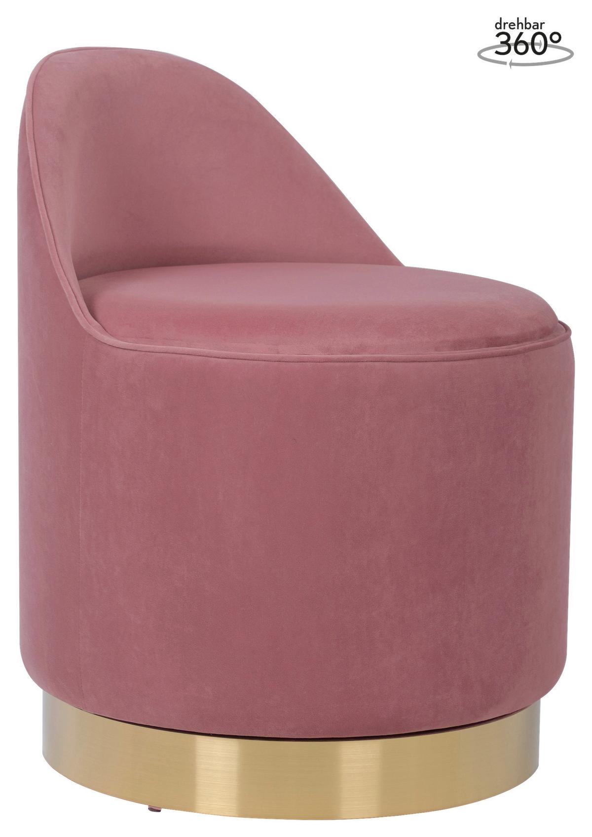 DREHHOCKER VIKTOR 125 - Goldfarben/Altrosa, Design, Textil/Metall (52/68cm) - Kayoom