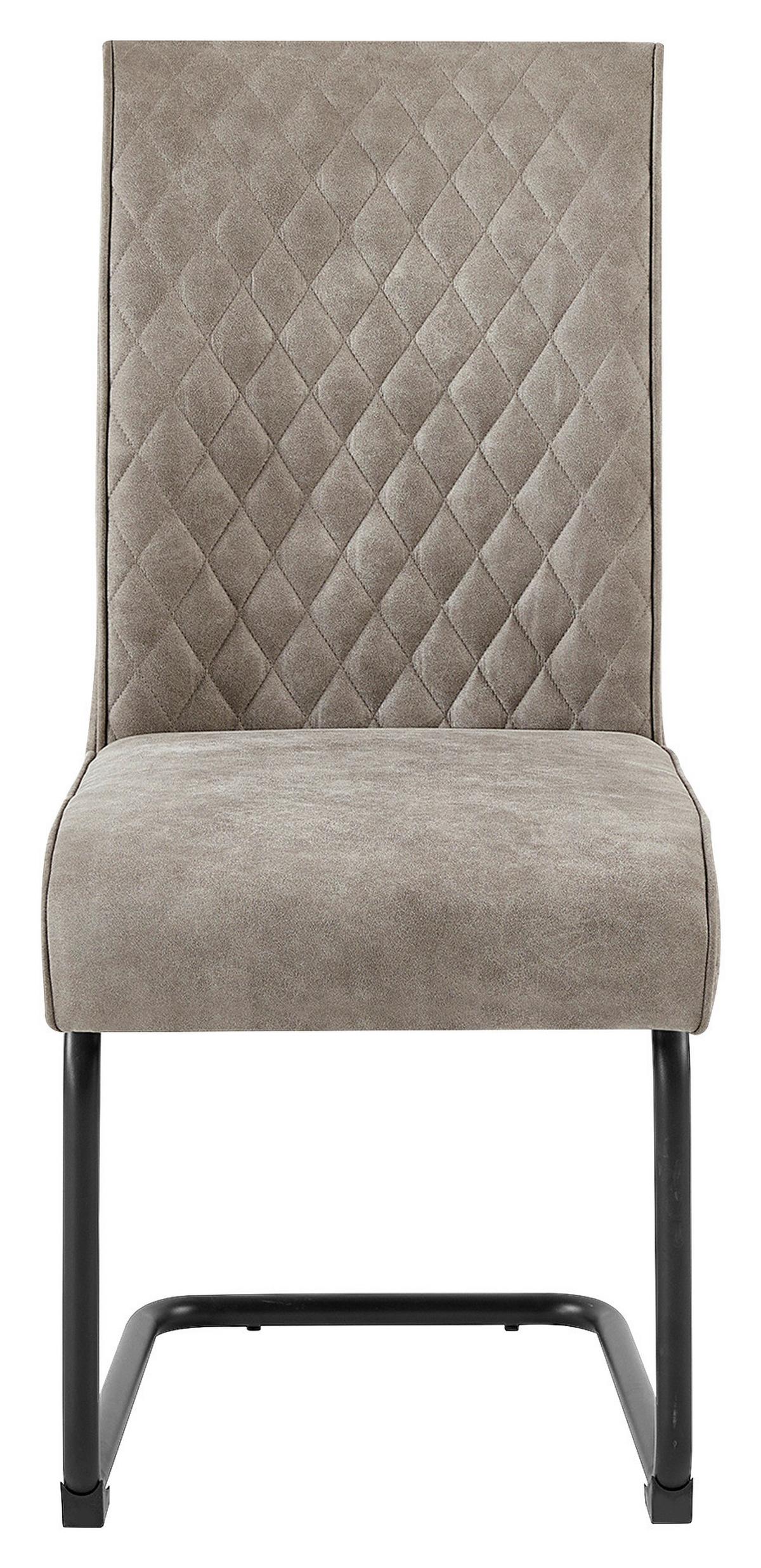 Schwingstuhl-Set Maria-XXL 2er-Set Taupe - Taupe/Schwarz, MODERN, Textil/Metall (45/95/60cm) - MID.YOU