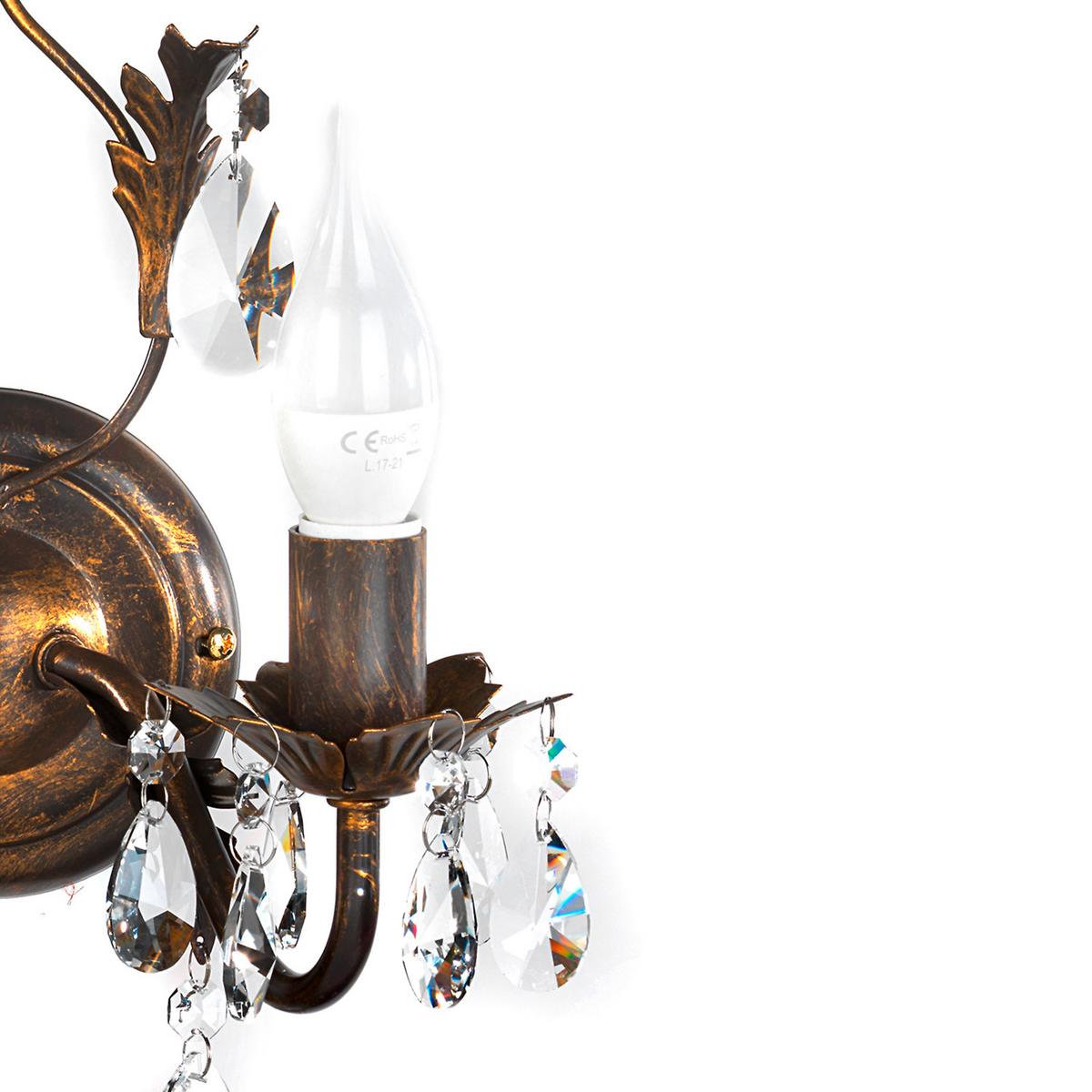 Wandleuchte Teresa Bronzefarben max. 6 Watt - Bronzefarben, KONVENTIONELL, Glas/Metall (30/30/20cm)