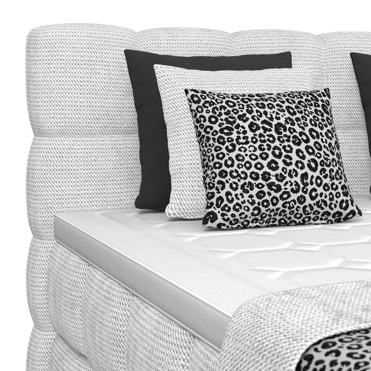 Postelja Boxspring Brisbane, Sivobela, 180x200 - črna/sivobela, Trend, umetna masa/tekstil (180/200cm) - Premium Living