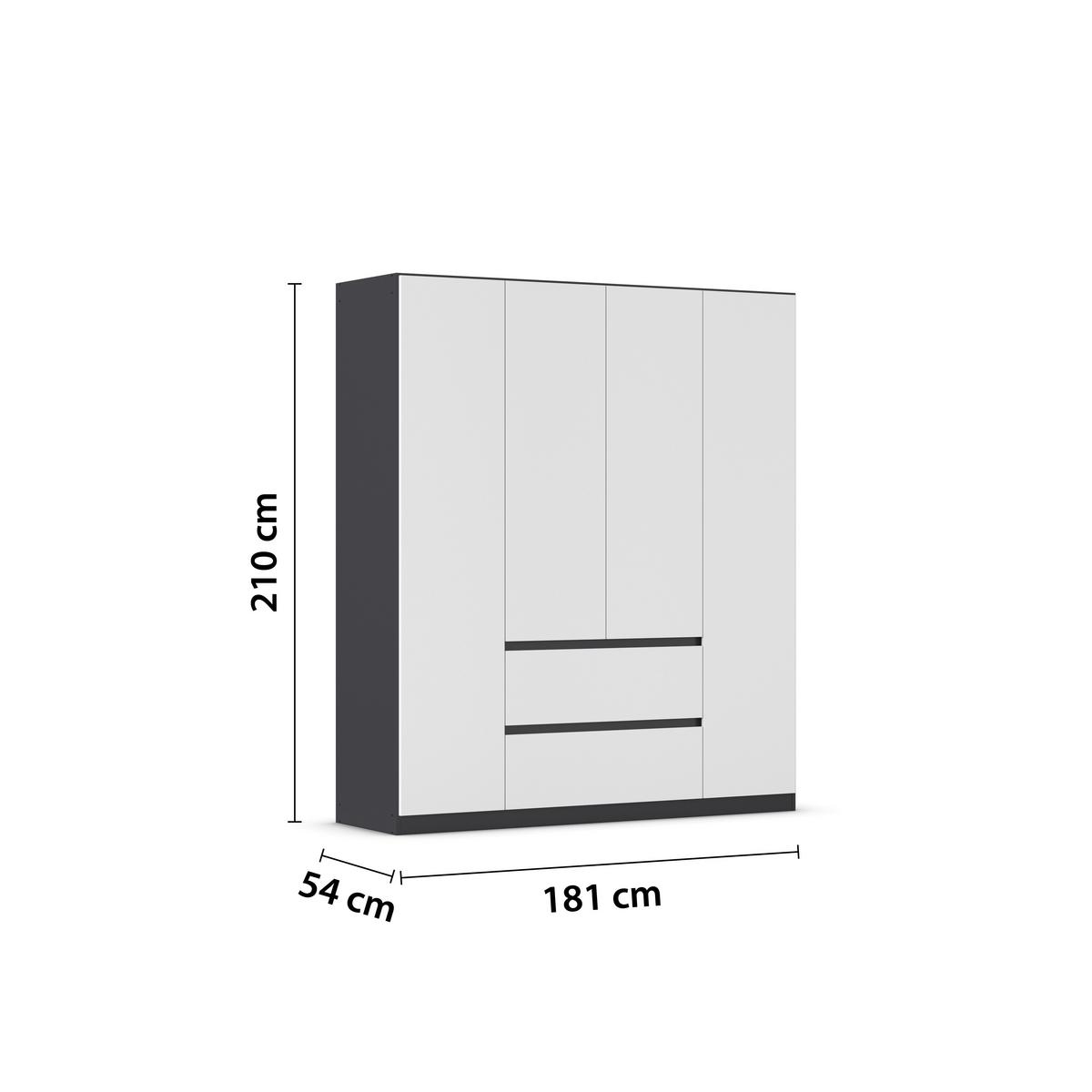 DULAP  USI ROTATIVE MAINZ - alb/gri, Basics, material pe bază de lemn (181/210/54cm) - Modern Living
