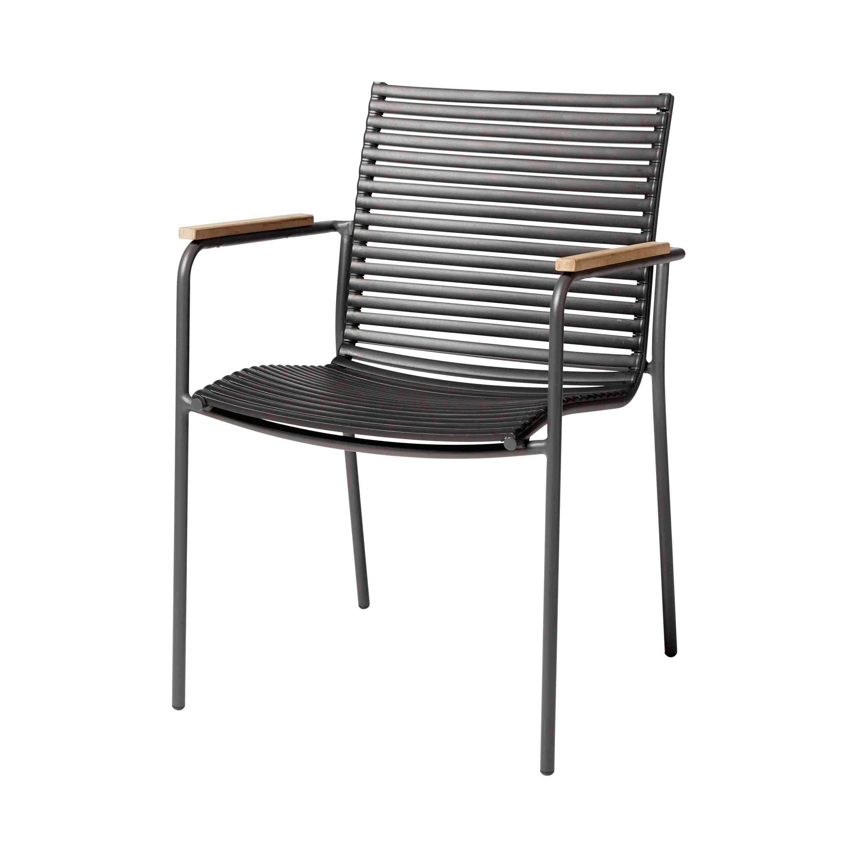 Stapelstuhl Mood Classic Anthrazit/Teakholz - Anthrazit/Schwarz, KONVENTIONELL, Holz/Kunststoff (60/84/56cm) - Gardenson