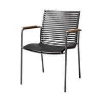 Stapelstuhl Mood Classic Anthrazit/Teakholz - Anthrazit/Schwarz, KONVENTIONELL, Holz/Kunststoff (60/84/56cm) - Gardenson