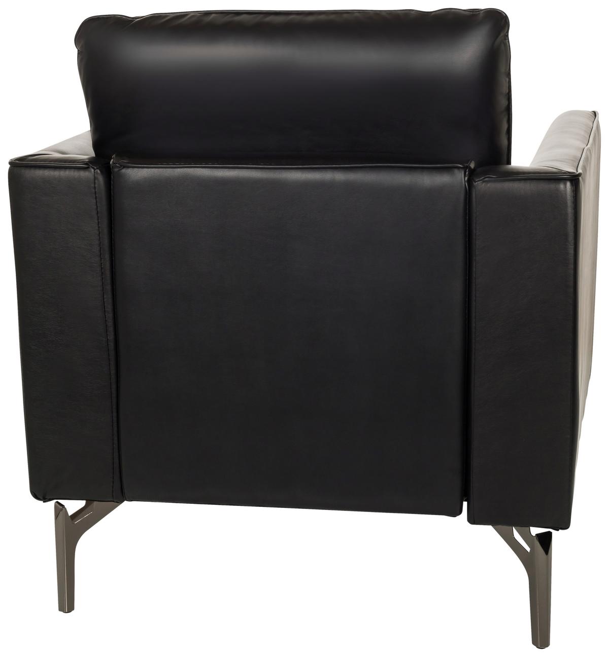 Fotelj Bavero, Črna - črna, Moderno, kovina/usnje (75/65/73cm) - MID.YOU