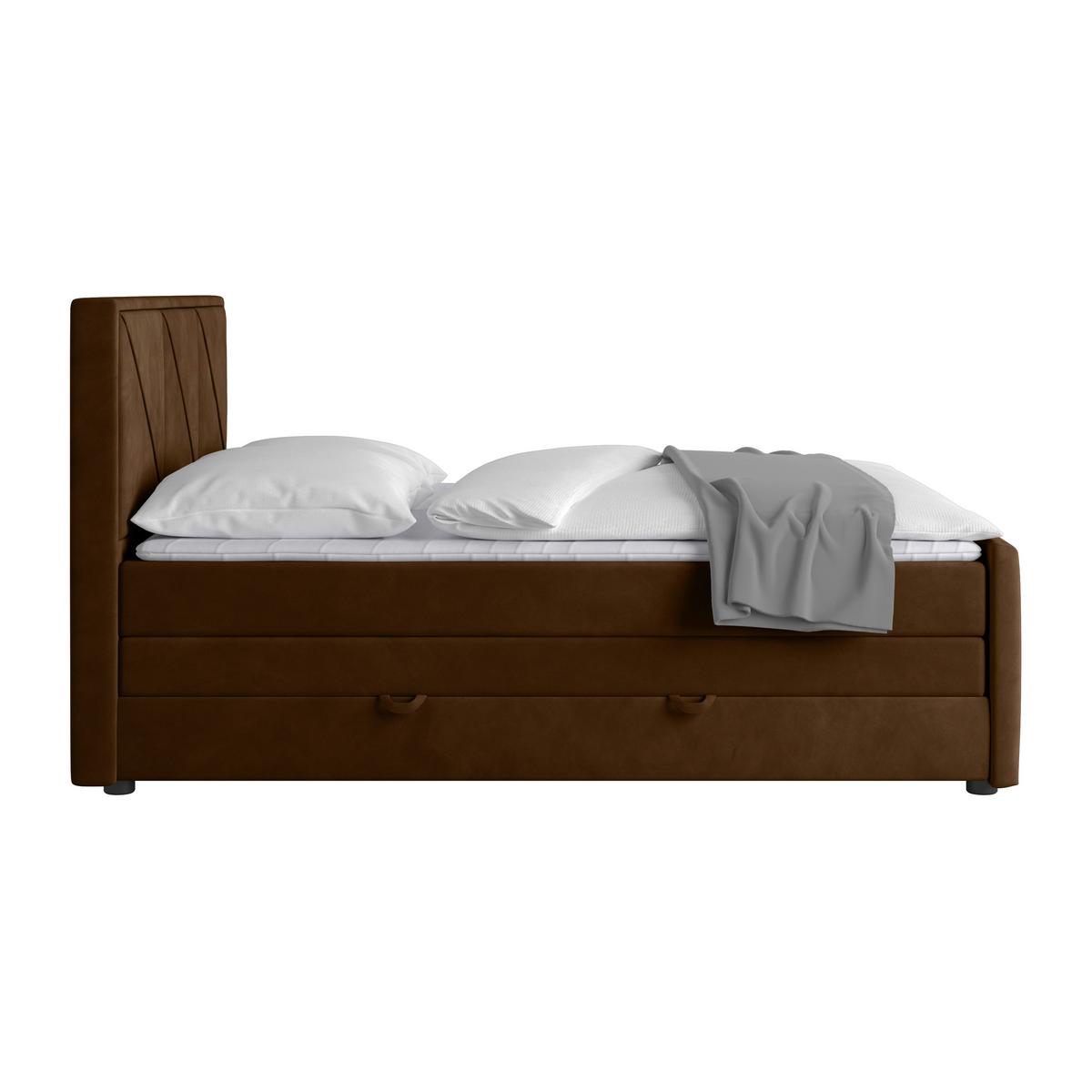 Boxspringbett Bologna ca. 180x200 cm Braun - Schwarz/Braun, MODERN, Karton/Holzwerkstoff (180/200cm) - MID.YOU