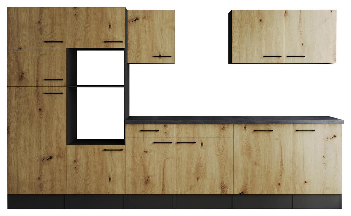 Kuhinjski Blok Brez Aparatov Oliver, 340cm - črna/siva, Design, kovina/leseni material (340cm) - Respekta