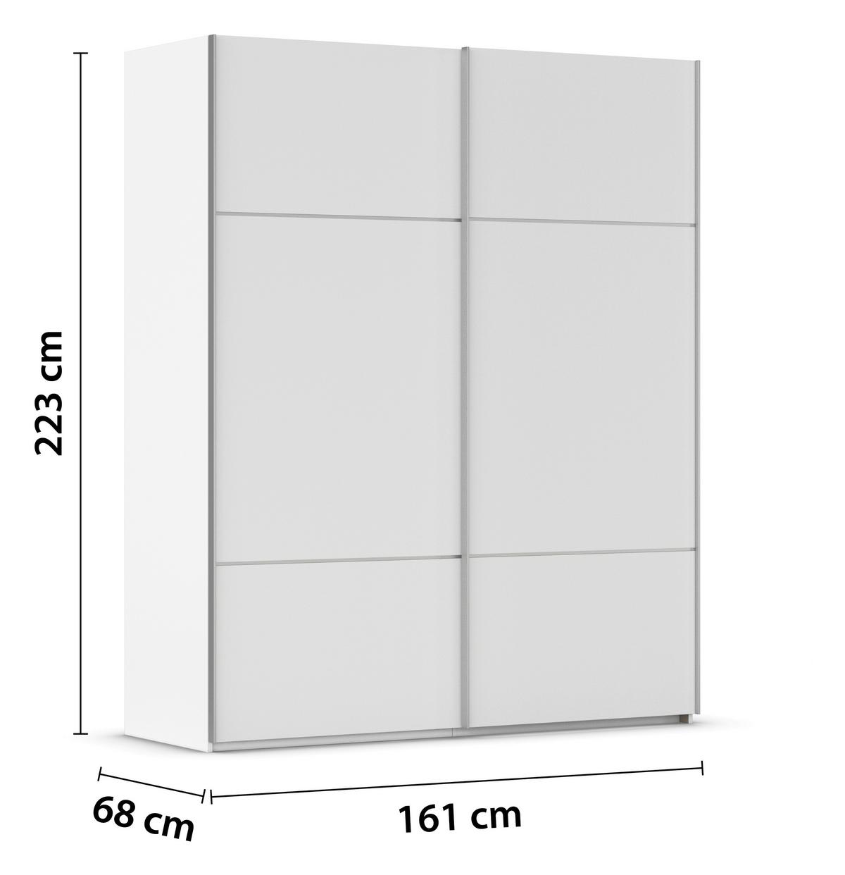 Omara Z Drsnimi Vrati Covalo, Bela - bela/barve aluminija, Konvencionalno, kovina/leseni material (162/223/68cm) - Novel