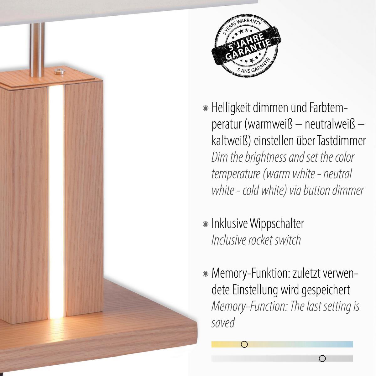 LED-Tischleuchte Amanda Weiß/Alufarben max. 40 Watt - Alufarben/Weiß, Holz/Kunststoff (32/32/20cm)