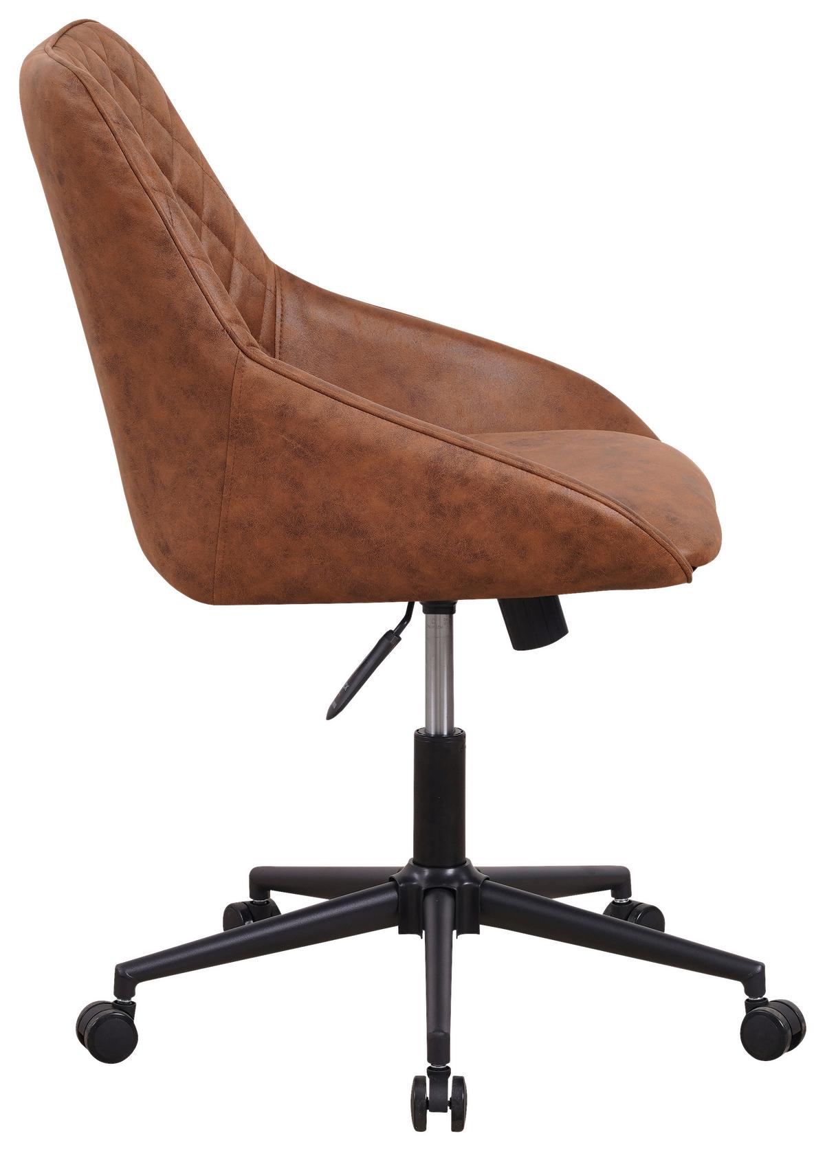 Drehstuhl Kayne ca. 60x84 cm Cognac - Cognac/Schwarz, KONVENTIONELL, Textil/Metall (60/84/64,5cm) - MID.YOU