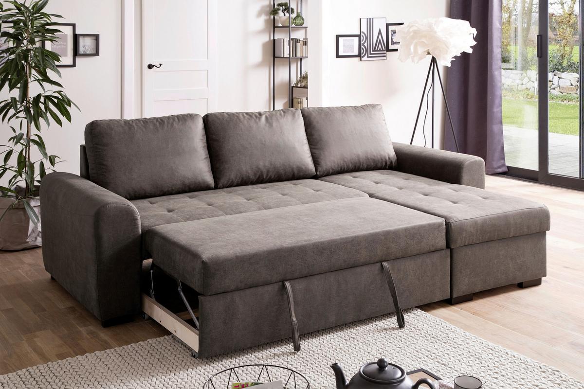 Wohnlandschaft Poll in Silberfarben - Taupe, MODERN, Textil (243/85/155cm) - Mömax