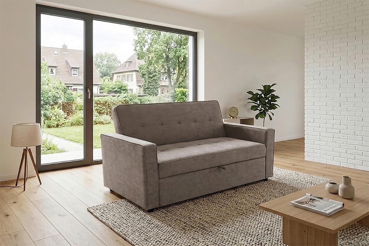 HAZE Canapea cu 3 locuri - gri-maro, Trend, textil (162/90/89cm) - Modern Living