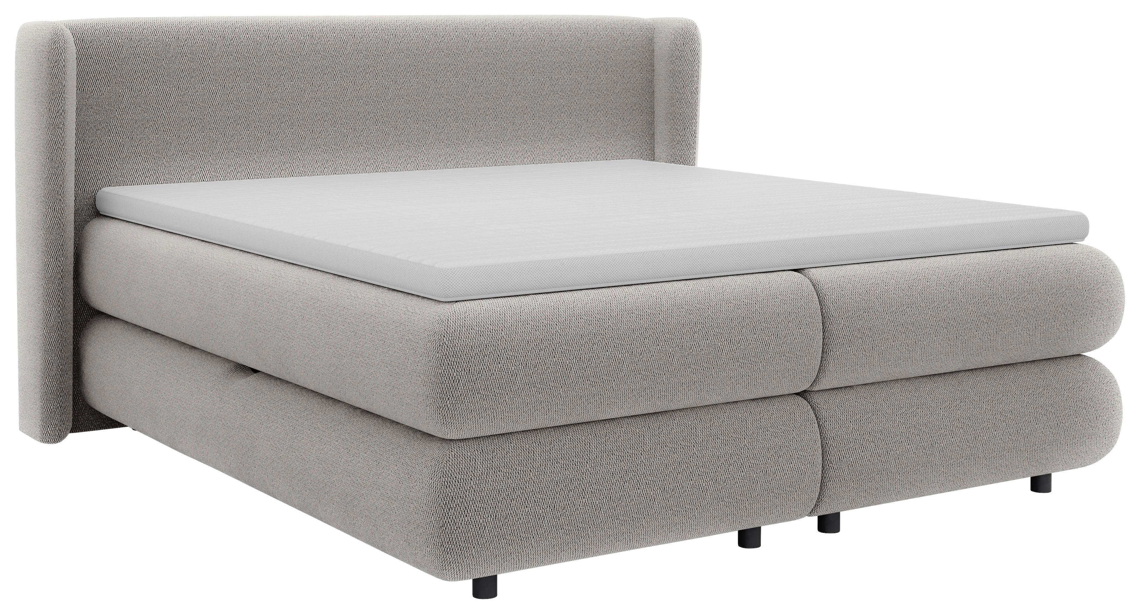 Boxspring Krevet Elodie - siva/crna, Konvencionalno, tekstil/plastika (160/200cm) - Premium Living