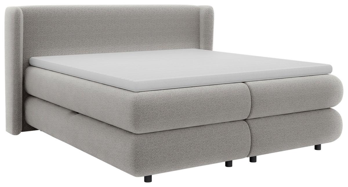 Boxspring Krevet Elodie - siva/crna, Konvencionalno, tekstil/plastika (160/200cm) - Premium Living