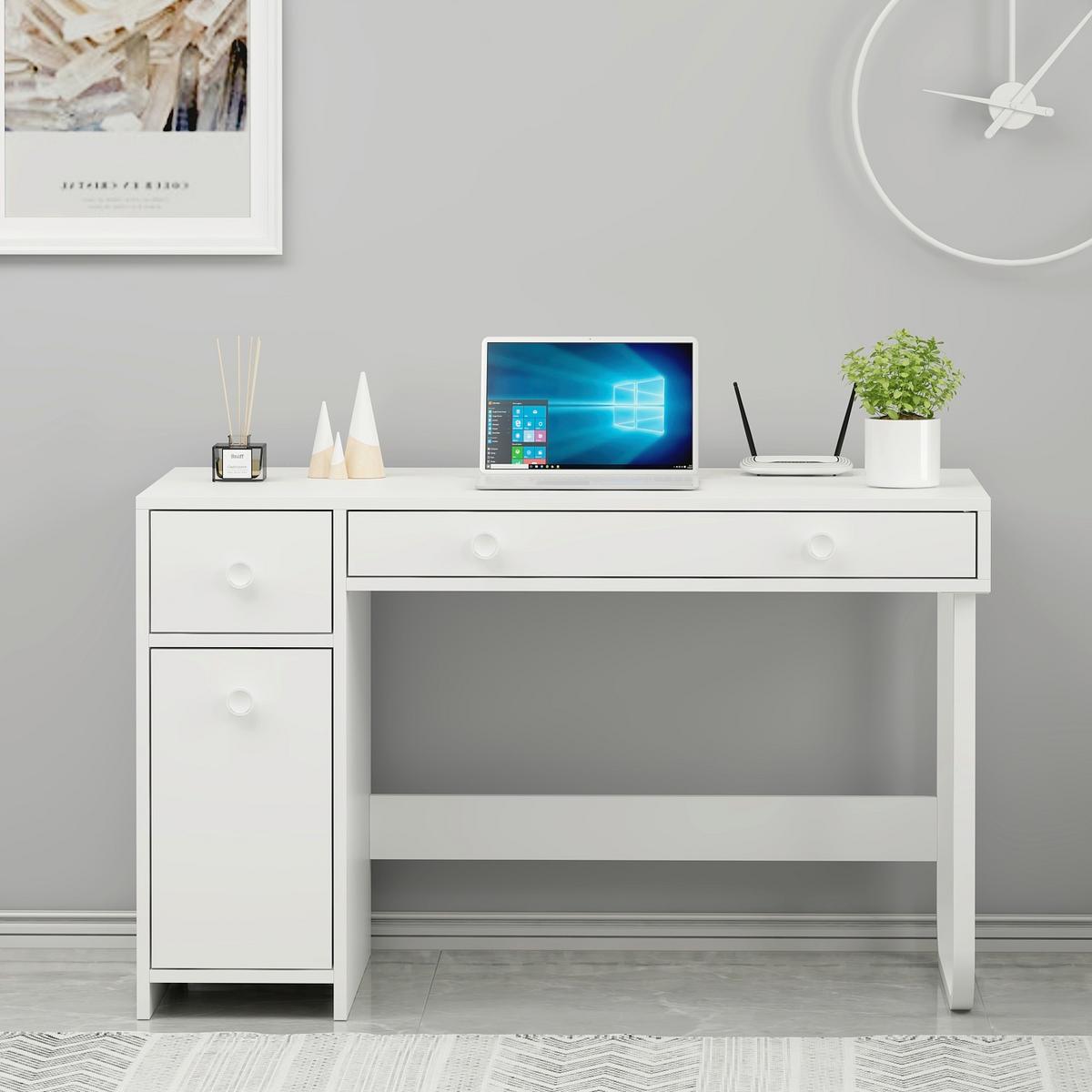 Schreibtisch Asil Weiß ca. 120x60x74cm - Weiß, Design, Holzwerkstoff/Metall (120/60/74cm) - Livetastic