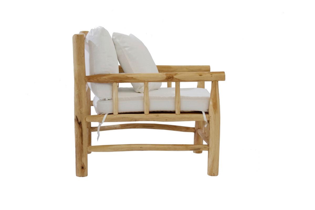 Loungesofa aus Teakholz Naturfarben - Weiß/Naturfarben, Design, Holz/Textil (108/80/90cm) - Gardenson
